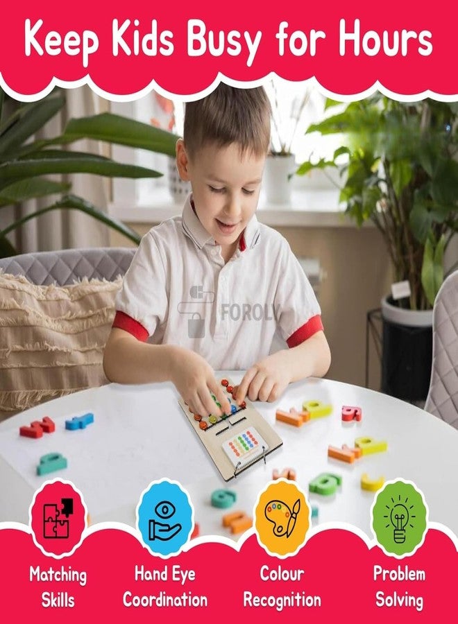 FOROLY Colour Coder Fun Filled Brain Exercise Puzzle, Wooden Logic Game, Multiple Levels, Kids Montessori Slide Puzzle I Color & Pattern Matching Learning Toys (Ages 4+) - Image 4